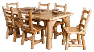 Or make it unique and combine it with one of our more modern chairs. 7 Piece Rustic White Cedar Log Family Dining Table Set With 6 Chairs Rustic Dining Sets By Furniture Barn Usa