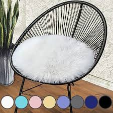junovo premium soft round faux fur sheepskin seat cushion chair cover plush area rugs for bedroom 14 x 14inch white plush area rugs chair cushions round chair cushions