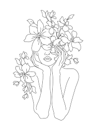 Abstract line art, minimal face line drawing, black and white modern wall art, abstract and woman flower line drawing, custom color how to order custom colors: Pin By Janina Sto On Line Art Line Art Drawings Abstract Line Art Embroidered Canvas Art