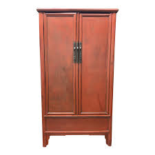 The two doors open toa black interior with a shelf. Early 20th Century Red Lacquered Chinese Cabinet Original Price 2 800 Design Plus Gallery