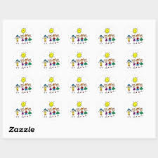 Hand In Hand Stick Figure Kids Tshirts And Gifts Classic Round Sticker Zazzle Com Stick Figures Kids Tshirts Round Stickers