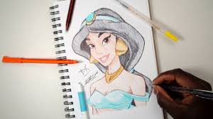 Continue drawing your hair, and draw a hair accessory. Sketch Sunday 5 How To Draw Princess Jasmine Aladdin Demoose Art Youtube