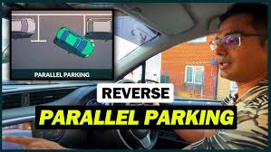 Parallel Park Toyota Yaris with reversing camera. Driving test manoeuvre.
