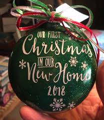 Our First Christmas In Our New Home 2020 Glittered Glass Etsy In 2020 First Christmas Ornament Our First Christmas Ornament Christmas Lettering