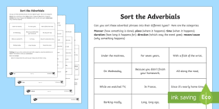 Sep 24, 2013 · adverbs can also be used to modify adjectives and other adverbs. Differentiated Sort The Adverbial Phrase Worksheet