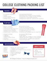 College Clothing Packing List College Packing College Clothes List College Resources