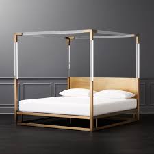 Simply add your favorite bed mattress and some luxury bedding to create a distinct look that's all your own. Shop Acrylic Canopy Bed King Clear Acrylic Posts Up On Brushed Brass Finished Frame To Add Height An Metal Canopy Bed Bed Frame And Headboard Queen Canopy Bed