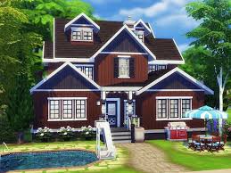 Chocolate Cherry Is A Cozy Suburban House Built On 30x20 Lot In Willow Creek Found In Tsr Category Sims 4 Resi Sims Building Sims 4 House Building Sims House