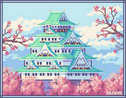 Japanese Castle Pixelart Pixel Art Landscape Pixel Art Pixel Art Pattern