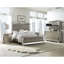 Celine 5 Piece Mirrored And Upholstered Tufted King Size Bedroom Set Silver Queen Sized Bedroom Sets Mirrored Bedroom Furniture Bedroom Furniture Sets
