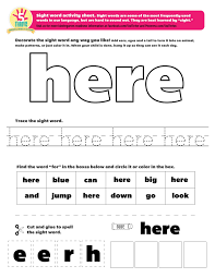 The Sight Word This Week Is Here Sight Words Are Some Of The Most Frequently Sight Word Worksheets Kindergarten Worksheets Sight Words Preschool Sight Words
