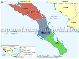 Las ciudades más populares de california son este mapa muestra los límites territoriales de california. Mapa De Estado De Baja California Sur Mexico