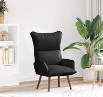 Poltrona | Cadeira Relaxante Preta em Couro Sintético CFW91715