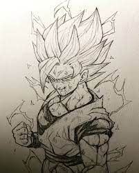 Draw outlines for the face, ear & neck. Dragon Ball Z Gt Kai Super On Instagram Goku Ssj2 Pencil Sketch Art Pure Badass Follow Me G Dragon Ball Art Dragon Ball Artwork Dragon Ball Super Art