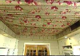 Choose a fabric that complements the room style and use an opaque material such as grass cloth or a backed fabric in the basement. The Link Below Shows An Inexpensive Cable System To Hang Fabric To Basement Ceiling Fabric Ceiling Unfinished Basement Ceiling