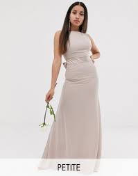 Tfnc Petite Bridesmaid Exclusive Sateen Bow Back Maxi In Pink Midi Ruffle Dress Dresses Exclusive Maxi Dresses