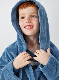 JOHN LEWIS Kids' Linear Burnout Bear Bath Robe in Blue