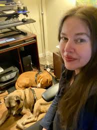 These two laid down in front of my desk in protest so that I would have to  work from bed today following a doctor's appointment. Good news: what I  thought was strep