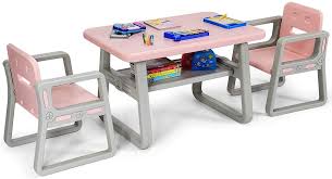 Children's table and 2 chairs $ 29. Kids Table And 2 Chair Set Children Table Furniture With Storage Rack For Toddlers Reading Learning