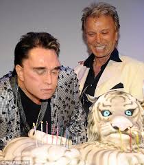 The illusionist siegfried fischbacher in 2008. Siegfried And Roy Tuck Into White Tiger Birthday Cake Eight Years After Roy Suffered Near Fatal Bite Daily Mail Online