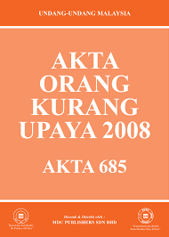 Seorang lelaki memberitahu tidak pergi menunaikan solat jumaat di masjid selama 20 tahun kerana tidak ada kemudahan disediakan untuk orang kurang upaya (oku). Laws Of Malaysia Akta Orang Kurang Upaya 2008