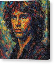 Vivid Portrait of Rock Icon Jim Morrison Canvas Print by Mal Bray