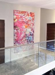 Big canvas paintings for home decor. Red And Silver Art Large Original Abstract Painting With Orange Highlights