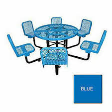 The most common expanded metal table material is metal. Leisure Craft R466ssm Blue 46 Round Table W 6 Chairs Surface Mount Expanded Metal Blue