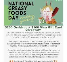 We did not find results for: 200 Grubhub 100 Visa Gift Card Giveaway For National Greasy Food Day Gift Card Giveaway Visa Gift Card Giveaway