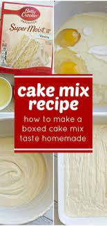 1 recipe homemade yellow cake mix + 3/4 cup water + 1 teaspoons vanilla + 1/2 cup butter, softened + 3 eggs. Cake Mix Recipe Together As Family
