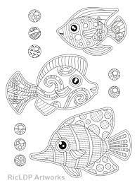 I like to draw fantasy fish knowing that nature has made more fantastical fish than i can ever imagine. Set Of 3 Sea Animal Zendoodles Under The Sea Coloring Pages Fishes Seahorse Shells Corals Digital Download Fish Coloring Page Coloring Pages Cute Coloring Pages