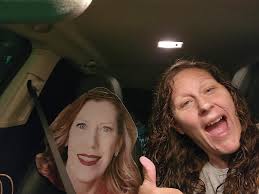 Karen is taking Flat Wendy to her next destination.