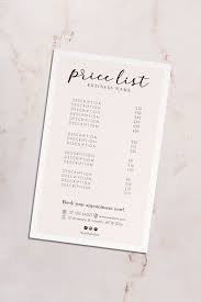 Price List Template Service List Salon Price Sheet Etsy Salon Price List Price List Template List Template
