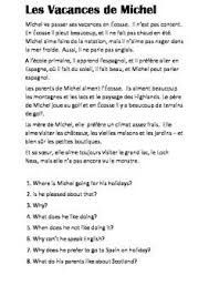 Pupils Read Passage About Michel S Holidays And Answer Questions About What They Have Read I French Worksheets English Reading Reading Comprehension Worksheets