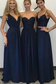 Navy Blue A Line Floor Length Cheap Bridesmaid Dresses New Arrival Decent Lace Chiffon Dress Svd470 Inexpensive Bridesmaid Dresses Sleeveless Bridesmaid Dresses Navy Blue Bridesmaid Dresses