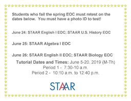 The biology staar eoc is divided into the 5 categories below. Staar Summer Retesting Tutoring Schedule