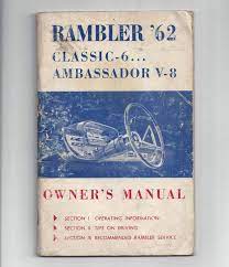 1962 Rambler Owner S Manual For Classic 6 Ambassador Car Etsy Owners Manuals Manual Car Rambler