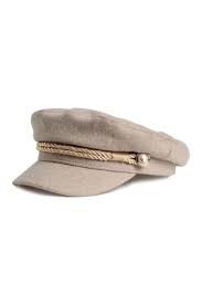 Light Beige Captain S Cap In Woven Fabric Braided Band At Front And Metal Buttons At Sides Lined Women Hats Fashion Captain Cap Outfits With Hats