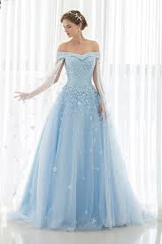Ice Blue Tulle Off Shoulder Prom Dress Ball Gowns Wedding Dress In 2020 Blue Wedding Gowns Gowns Victorian Dress Gown