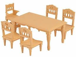 Dining room set features a tea set and toaster oven that can be stored in the kitchen cabinet. Dollhouse Miniatures Sylvanian Families Dining Table Set Epoch Ka 421new Model Calico Critters Dolls Bears