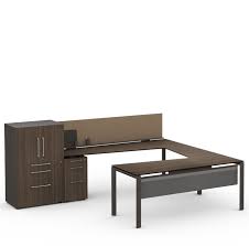 Combining Multiple Surfaces With A Single Shared Bridge Leg Provides A Variety Of Functional Options At A Cost Furniture Furniture Design Office Furniture Desk