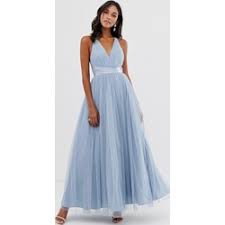 Le proposte più belle asos | unadonna … asos maternity · vestito da cerimonia a pieghe in tessuto a rete con top corto. Asos Design Premium Vestito Lungo Da Cerimonia In Tulle Con Nastri Blu Stileo It