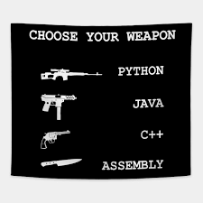 C++ was introduced to make programs easier and more pleasant for the individual programmer. Python Vs Java Vs C Vs Assembly Programming Language Comparison Joke Programming Language Tapisserie Teepublic De