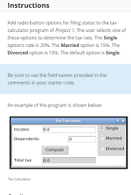 Also, provide the details of interest on an educational loan and on deposits on the savings account. Add Radio Button Options For Filing Status To Chegg Com