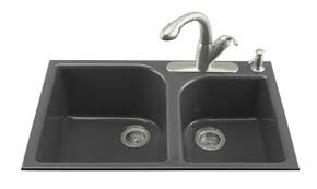 Kohler kitchen sinks | farmhouse, cast iron, bar sinks. Kohler K 5931 4 7 Executive Chef Double Basin Cast Iron Kitchen Sink Black Faucet And Accessories Not Included Faucetdepot Com