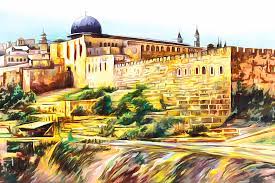 The mosque was built on top of the. Nearby Al Aqsa Mosque Painting By Munir Alawi