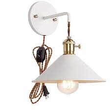 Plug In Dimmable Wall Sconce Lamps Lighting Fixture Within Line Cord Dimmer Switch White Macaron Wall Lamp E26 Ediso Copper Lamps Plug In Wall Lamp Sconce Lamp