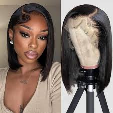 Amazon.com : XXGLH 10 Inch Bob Wig Human Hair 13x4 Lace Front Wigs Straight  Bob 180% Density HD Lace Front Wigs Human Hair Pre Plucked with Baby Hair  Side Part Short Bob