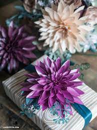 Make Metallic Paper Dahlias Seeded Eucalyptus For Fall Lia Griffith Paper Flowers Paper Dahlia Paper Flower Art