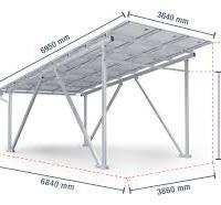 Solar carport frame SPG5 incl. 12 solar modules and rain gutter, Aluminum,  drive-through height 2.200 mm, SoloPort